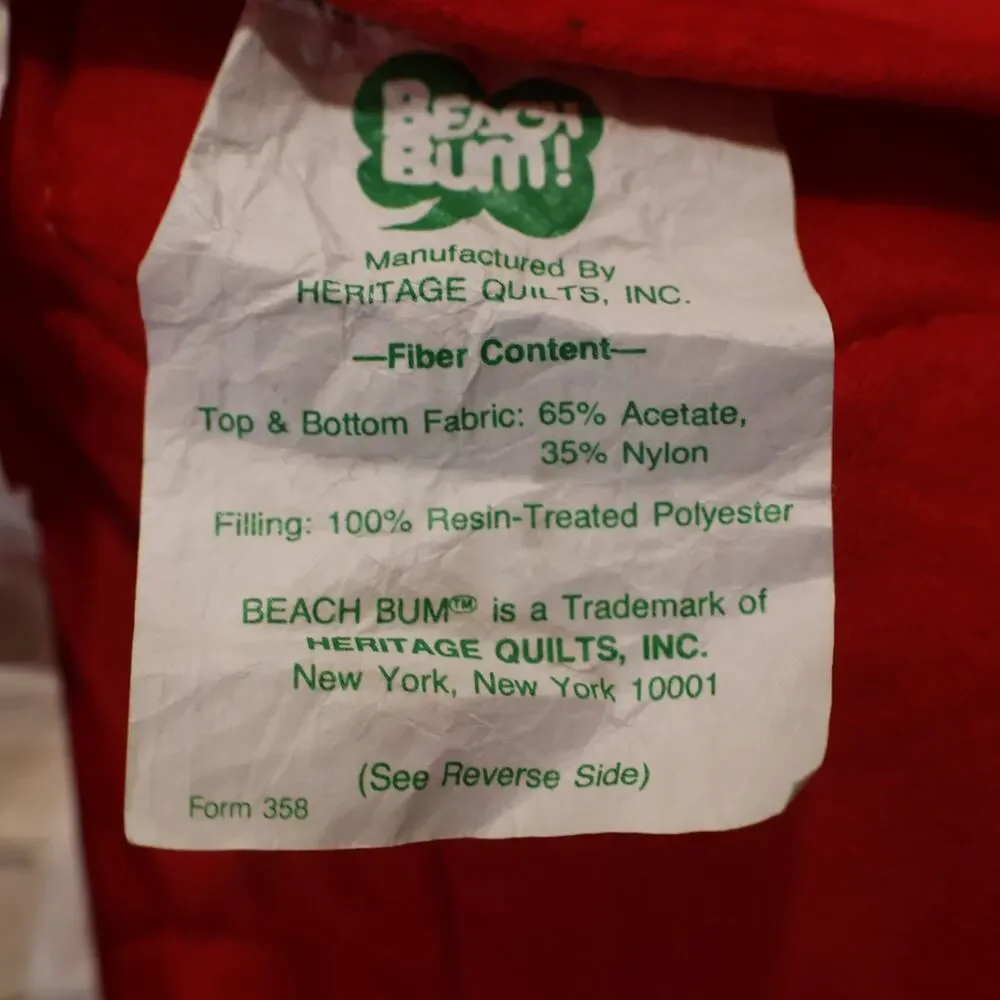 70s Beach Bum Beach Blanket & Bag By Heritage Quilts Red White